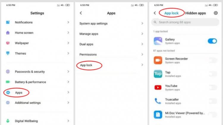 Cara Menyembunyikan App di Xiaomi MIUI 11 12 melalui fitur App Lock