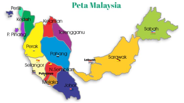 Peta Malaysia Berwarna beserta Penjelasannya
