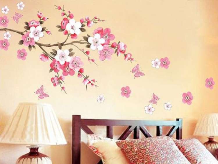 Wallpaper Dinding Motif Bunga Sakura Nuansa Pink