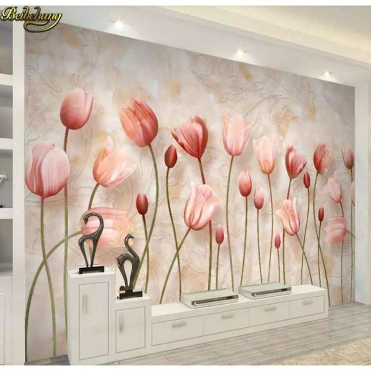 Wallpaper Motif Bunga Tulip 3D