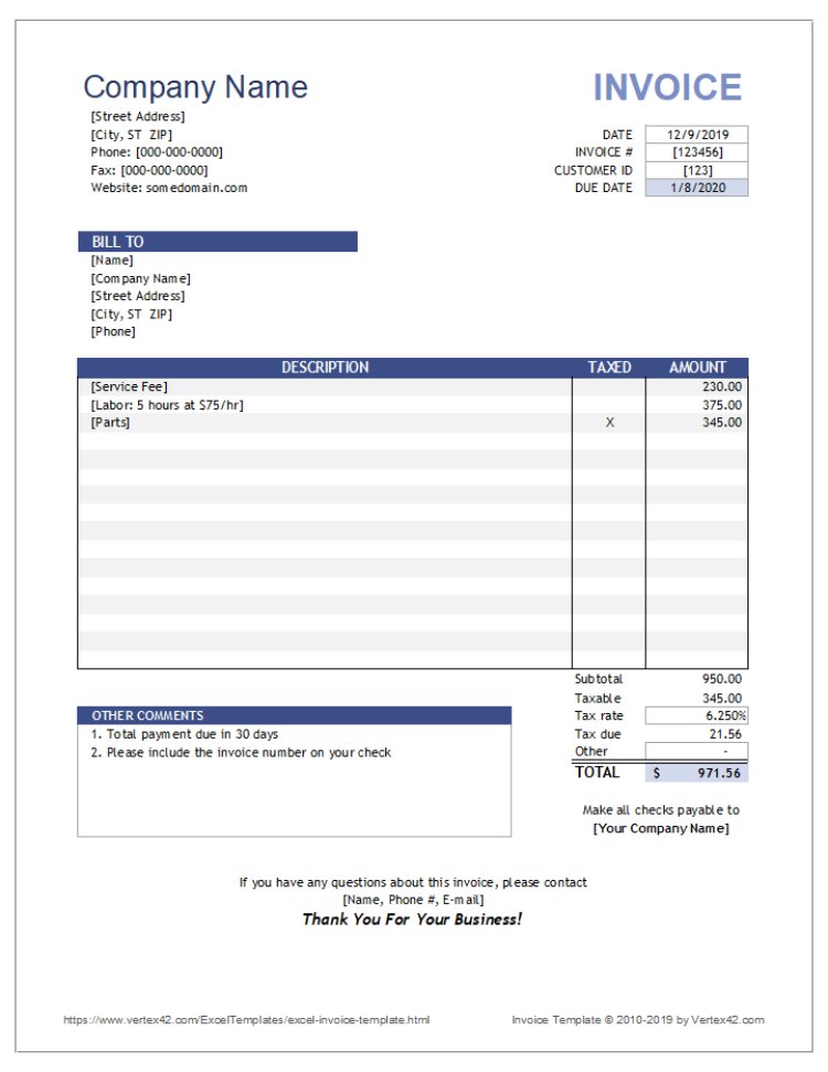 Invoice Tagihan Excel
