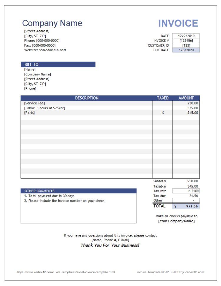 E Invoice Excel Template Download