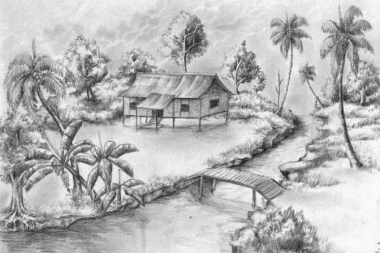 Sketsa Desa yang Asri