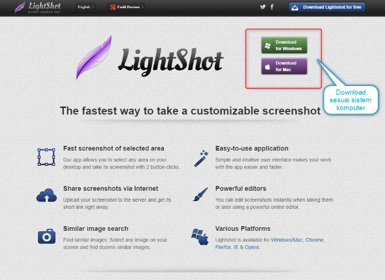 Gunakan Aplikasi LightShot