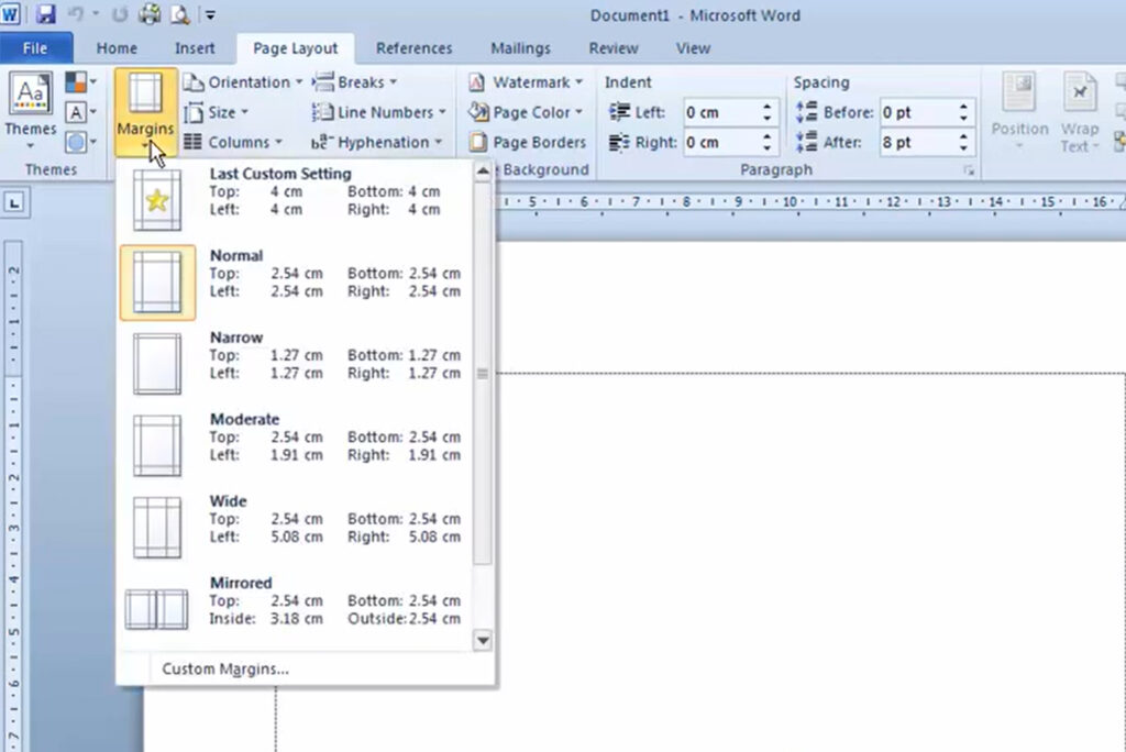 Cara Mengatur Margin di Word 2010